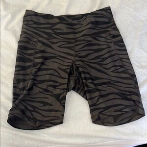 Zebra Print High-Waisted Biker Shorts